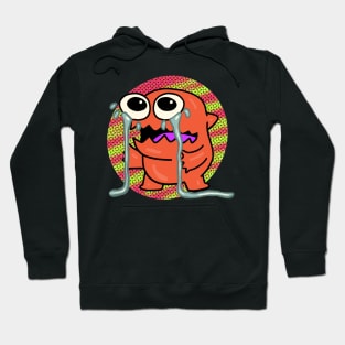 Ugly Crying Monster Orange and Green Dots Hoodie